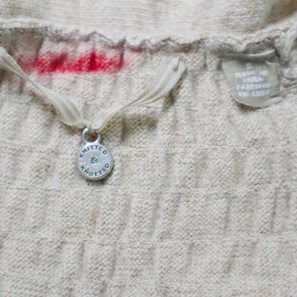 Anthropologie Size S Ruffle Knit Sweater Dress Wool Cashmere Cream - Picture 6 of 9